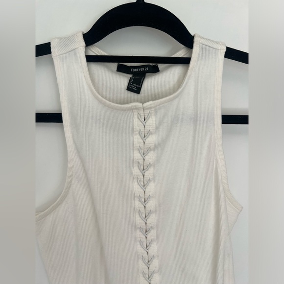 Forever21 white lace up tank - Picture 2 of 2